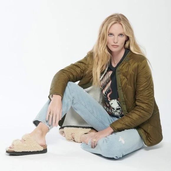 MOTHER Jacket-Lining Reversible BLACK Quilted Shearling Sherpa NWT - Picture 12 of 14